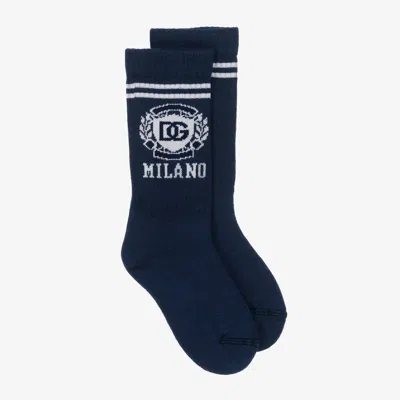 Dolce & Gabbana Babies' Boys Navy Blue Cotton Knit Socks