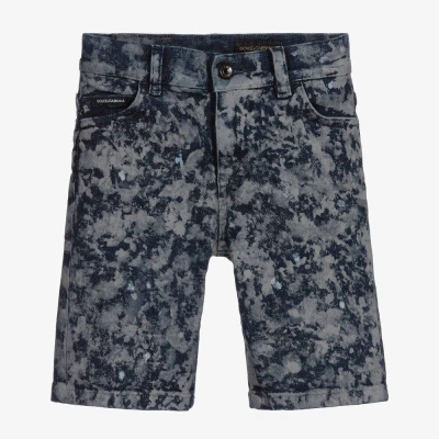 Dolce & Gabbana Babies' Boys Painted Denim Shorts In Blue