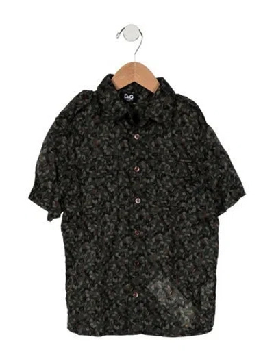 Pre-owned Dolce & Gabbana Kids' Boys' Printed Button Up Casual Shirt In Green