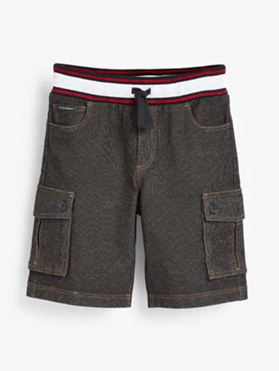 Dolce & Gabbana Kids' Boys Shorts- Cotton Cargo Shorts 10 Yrs Black