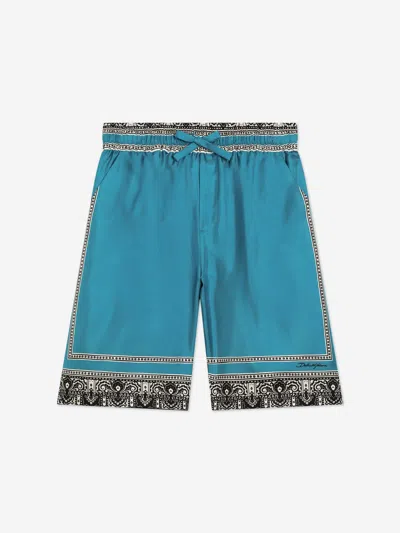 Dolce & Gabbana Kids' Boys Silk Bandana Print Shorts In Blue