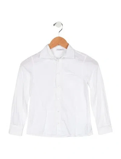 Pre-owned Dolce & Gabbana Kids' Boys' Solid Button Up Long Sleeve Shirt In White