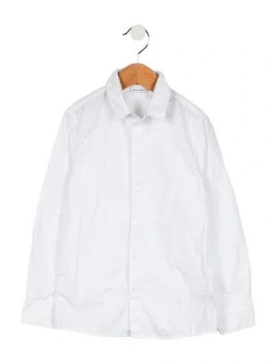 Pre-owned Dolce & Gabbana Kids' Boys' Solid Button Up Long Sleeve Shirt In White