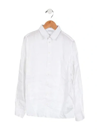 Pre-owned Dolce & Gabbana Kids' Boys' Solid Button Up Long Sleeve Shirt In White