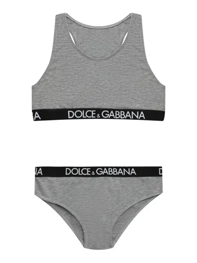 Dolce & Gabbana Boys' Stretch Cotton Underwear In Grey
