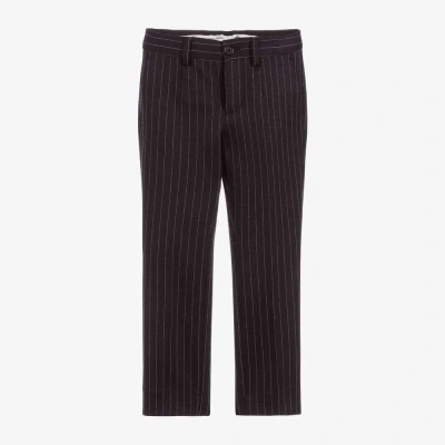 Dolce & Gabbana Babies' Boys Striped Black Wool Trousers