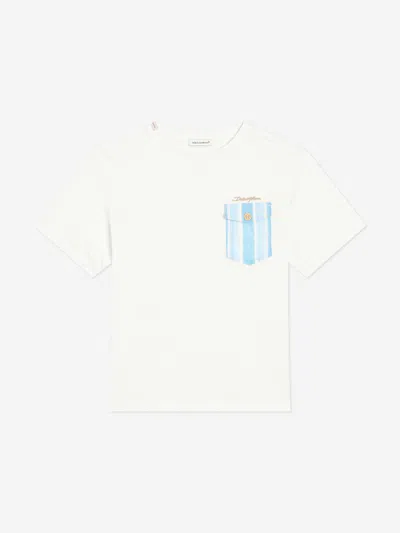 Dolce & Gabbana Kids'  Boys Striped Pocket T-shirt In White