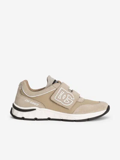 Dolce & Gabbana Boys Suede And Mesh Trainers In Neutral