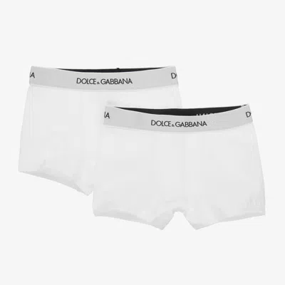 Dolce & Gabbana Kids' Boys White Cotton Boxers (2 Pack)