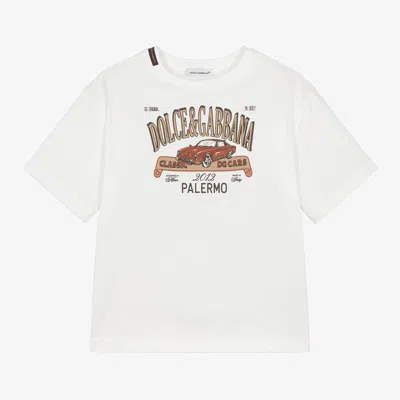 Dolce & Gabbana Kids' Boys White Cotton Classic Car T-shirt