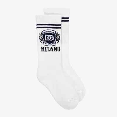 Dolce & Gabbana Kids' Boys White Cotton Knit Socks