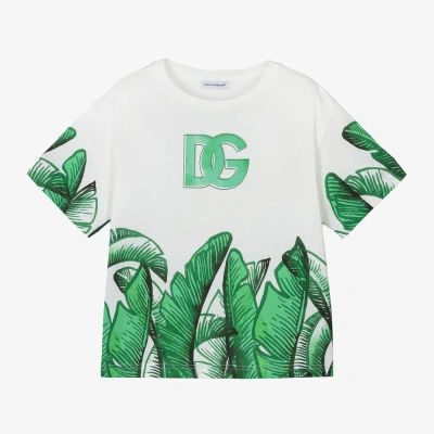 Dolce & Gabbana Kids' Boys White Cotton Leaf T-shirt