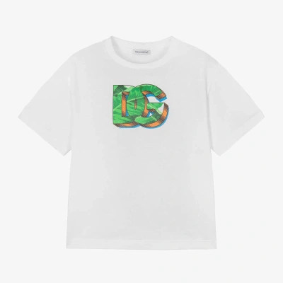 Dolce & Gabbana Kids' Boys White Cotton Leaf T-shirt