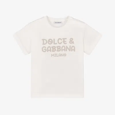 Dolce & Gabbana Babies' Boys White Cotton T-shirt In Neutral