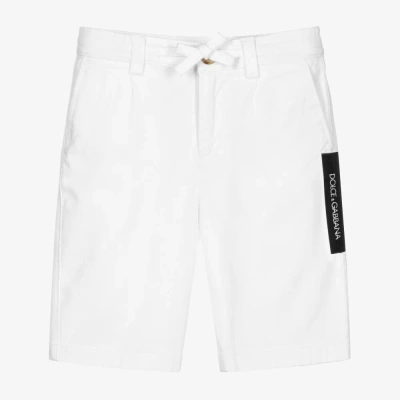Dolce & Gabbana Kids' Boys White Gabardine Shorts In Pattern