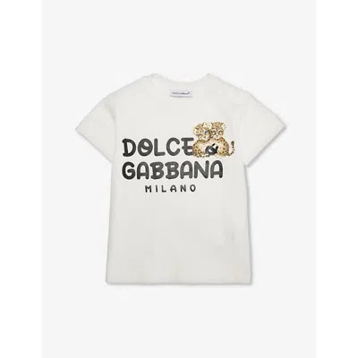 Dolce & Gabbana Kids' Bandana Logo-print Cotton-jersey T-shirt 6-30 Months In White