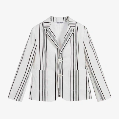 Dolce & Gabbana Kids' Boys White Striped Cotton Blazer