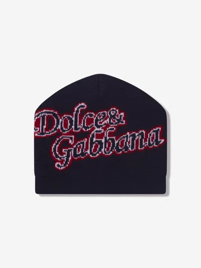 Dolce & Gabbana Kids' Boys Wool Logo Beanie Hat In Black