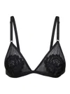 DOLCE & GABBANA BLACK BRA WITH EMBOIDERY IN TECHNO FABRIC WOMAN