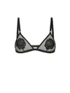 Dolce & Gabbana Tulle Triangle Bra W/ Lace Embroidery In Black