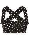 Dolce & Gabbana Cotton Corset Top With Polka-dot Print In Nnzqw Nero Bianco