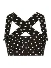 Dolce & Gabbana Cotton Corset Top With Polka-dot Print In Black