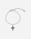 Dolce & Gabbana Crystal-cross Link Bracelet In Metallic