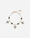 Dolce & Gabbana Dolce&gabbana Dna Crystal Cross Charm Bracelet In ゴールド