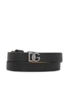 Dolce & Gabbana Logo-plaque Calfskin Bracelet In Black