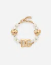 Dolce & Gabbana Bracelet With Hearts And Dg Logo In Gold