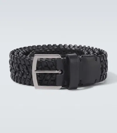 Dolce & Gabbana Braided Leather Belt In Black