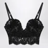 Dolce & Gabbana Black Bralette Top In Silk Satin And Lace