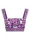 Dolce & Gabbana Cropped Printed Cotton-twill Top