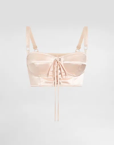 Dolce & Gabbana Bralette Top With Corset Details In Pink