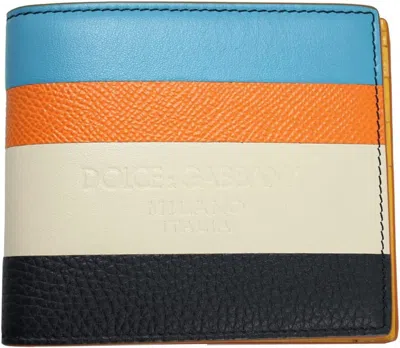 Pre-owned Dolce & Gabbana Brand  Men's Multicolor Leather Bifold Wallet Bp1321 Aj784