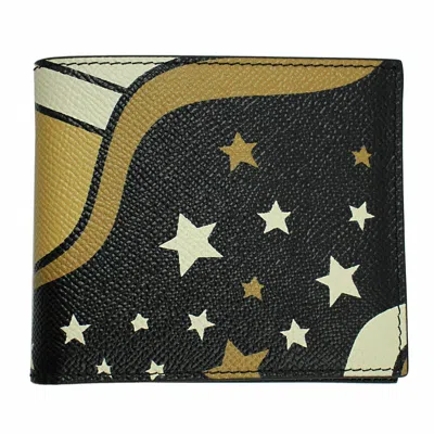 Pre-owned Dolce & Gabbana Brand  Men's Stella Comet Black Leather Bifold Wallet Bp1321