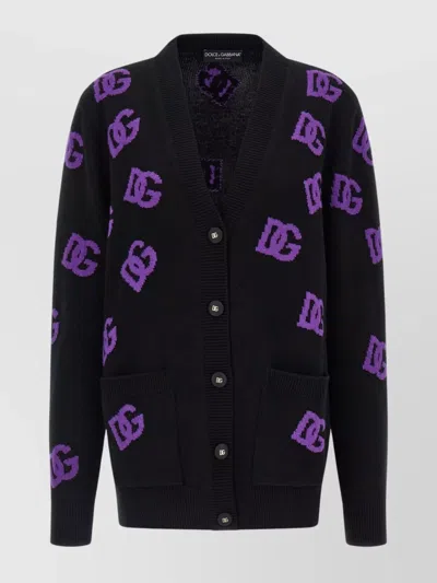 DOLCE & GABBANA BRAND EMBLEM KNIT CARDIGAN