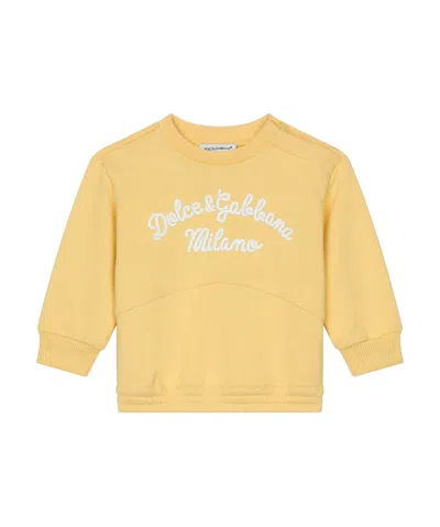 Dolce & Gabbana Brand Logo Cotton Jersey In Nude