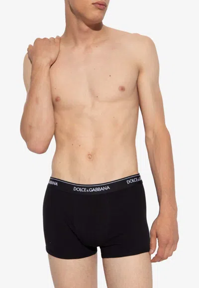 Dolce & Gabbana Branded Boxers - Set Of 2 In Black
