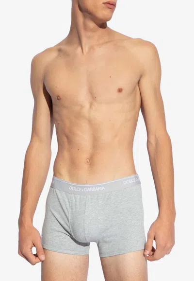 Dolce & Gabbana Branded Boxers - Set Of 2 In Gray