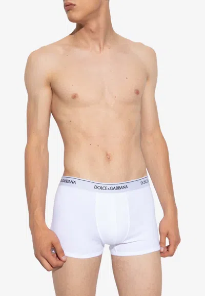Dolce & Gabbana Branded Boxers - Set Of 2 In White
