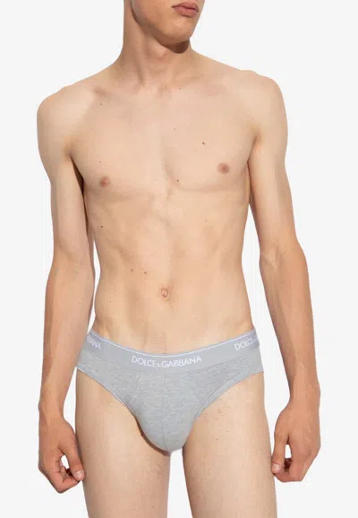 Dolce & Gabbana Branded Briefs - Set Of 2 In Gray