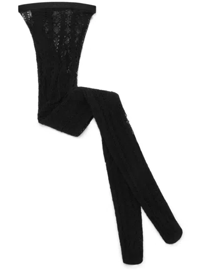 Dolce & Gabbana Cotton Blend Lace Sheer Hosiery In Black