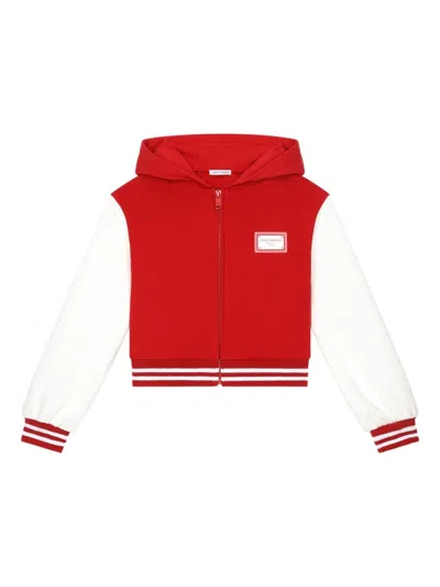 Dolce & Gabbana Kids' Branded Logo Hoodie In Red