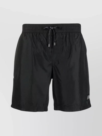 Dolce & Gabbana Branded Plate Mid-length Swim Shorts In Black