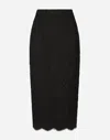 Dolce & Gabbana Branded Stretch Lace Midi Skirt In Black