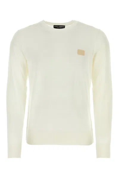 Dolce & Gabbana Ivory Linen Blend Sweater In White