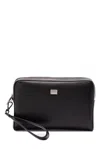 Dolce & Gabbana Branded Tag Zipped Pouch In Black