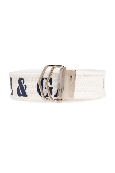 Dolce & Gabbana Branded Tape Belt In White