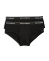 Dolce & Gabbana Mans Set Of Two Black Cotton Briefs With Logo In Nero